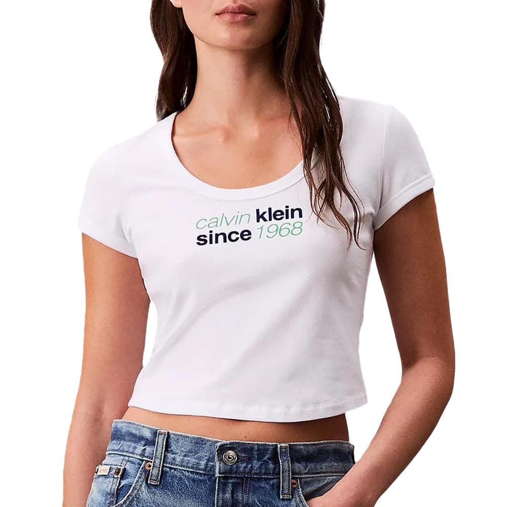 T-Shirt Blanc Femme Calvin Klein Jeans Baby Tee 1