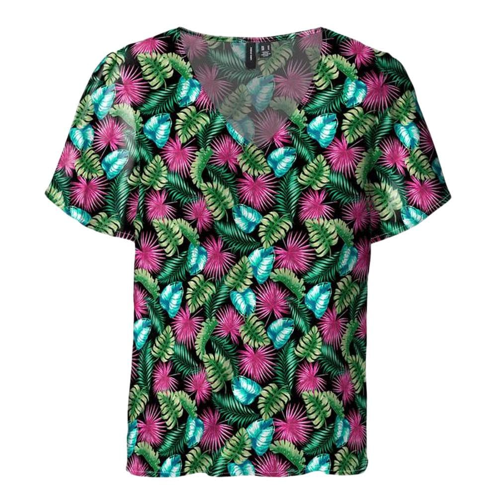 T-shirt Noir à Motifs Femme Vero Moda Easy V-neck 1