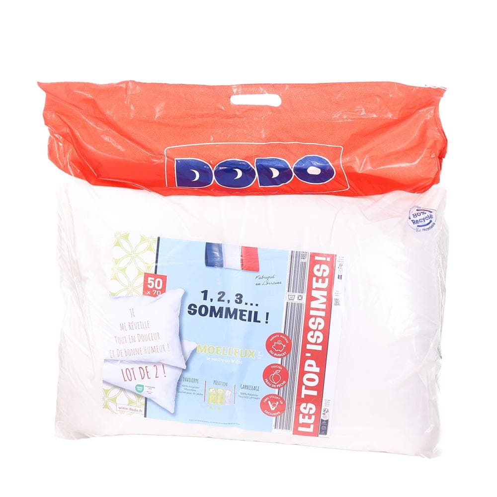 X2 Oreillers Blanc Dodo Moelleux 1.2.3. 50x70 cm 1