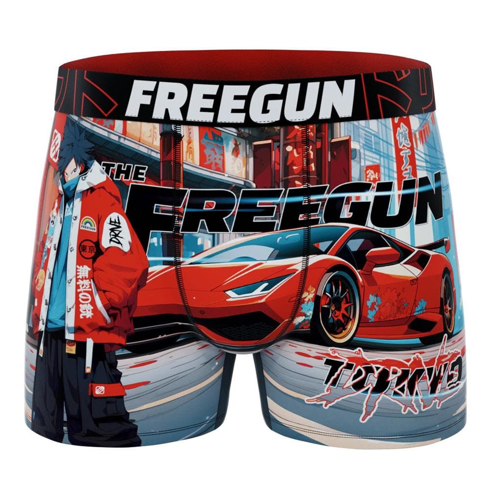 Boxer Noir/Rouge Garçon Freegun Voiture 1