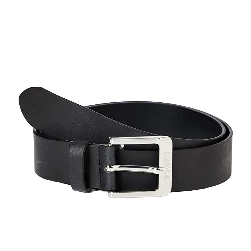Ceinture Levi's Noire Femme en Cuir avec Boucle Métallique Argentée - T 1