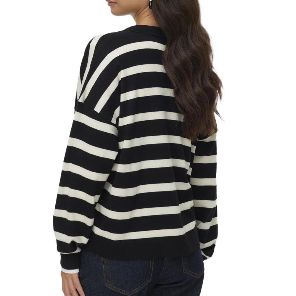 Pull Rayé Noir/ Écru Femme Vero Moda Silla 2