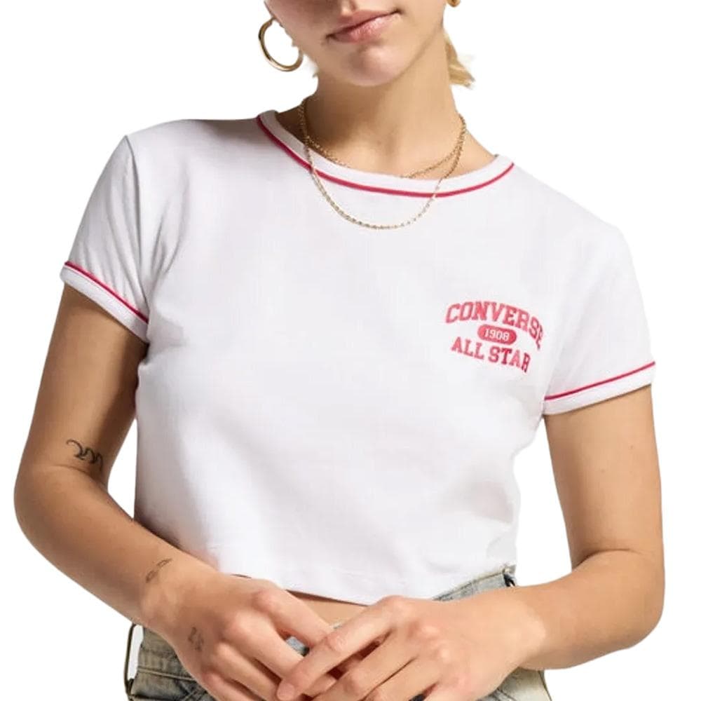 T-Shirt Blanc/Rouge Femme Converse Retro 1