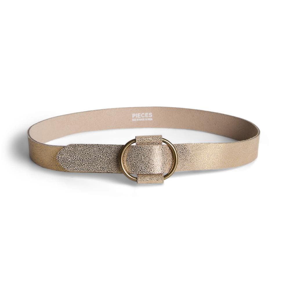 Ceinture Beige/Doré Femme Pieces Leather - T 1