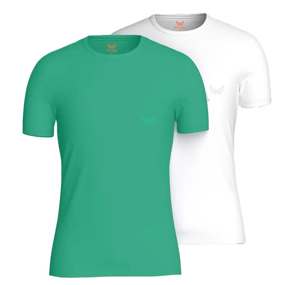 2x T-Shirt Blanc/Vert Homme Kaporal TIFTH 1