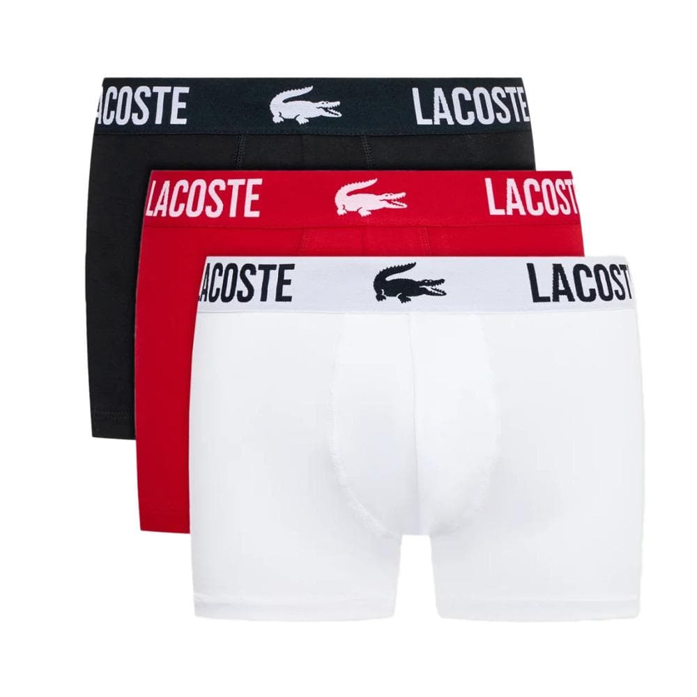 x3 Boxers Noir/Blanc/Rouge Homme Lacoste Courts Stretch 1