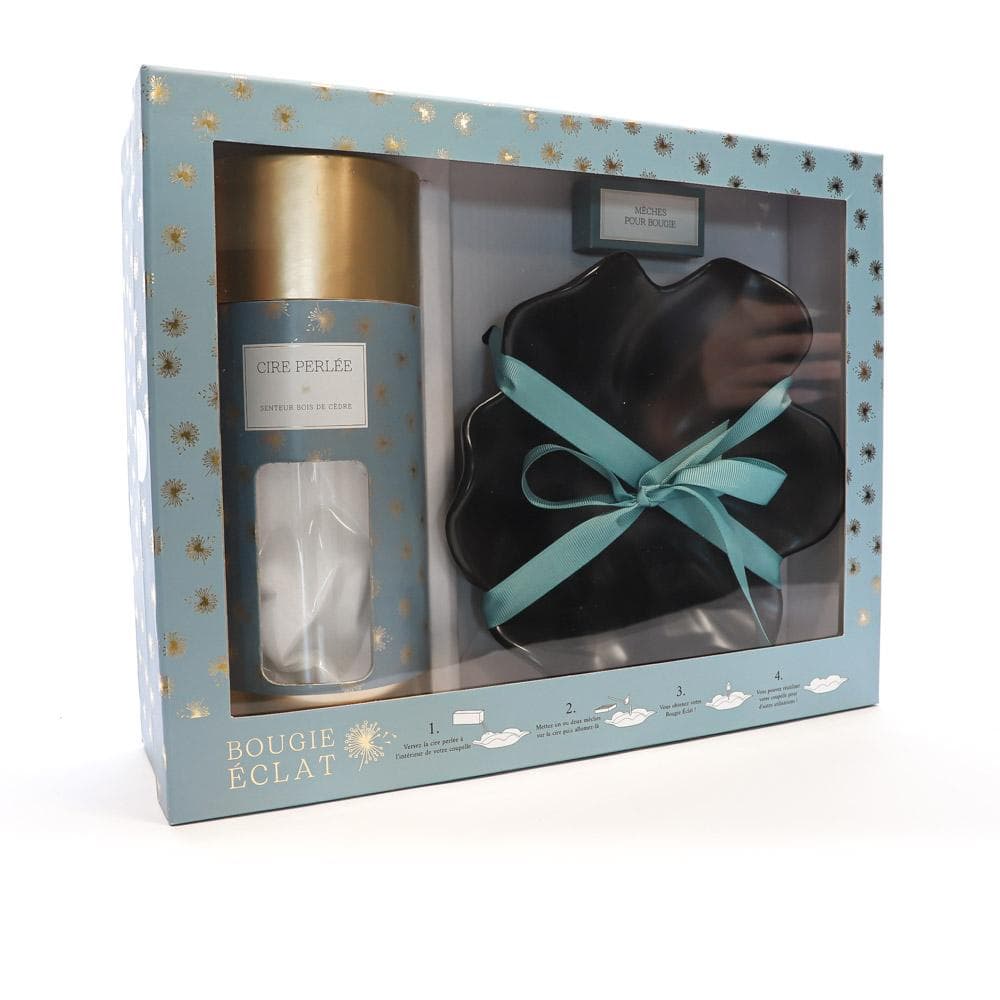 Set Coupelle Feuille et Cire Perle Bois De Cèdre 1