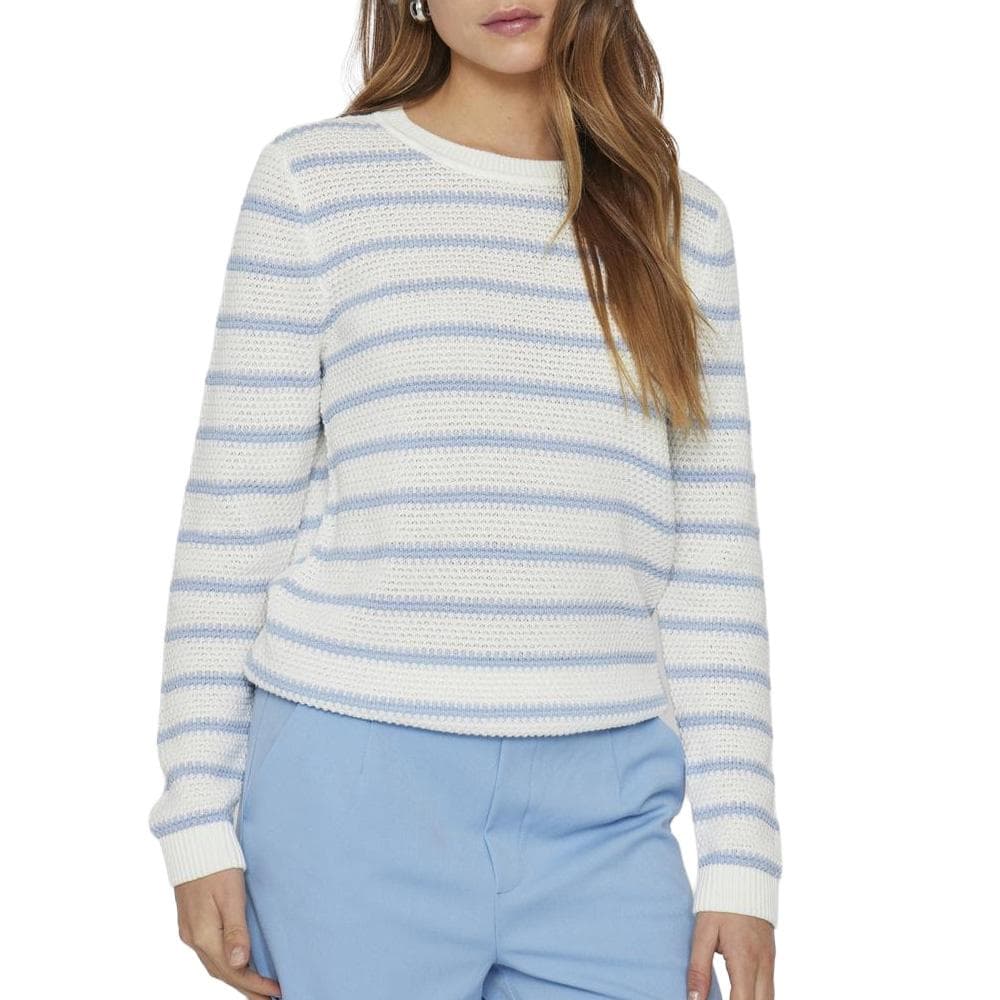 Pull Blanc/Bleu Femme Vila Vidalo Stripe 1