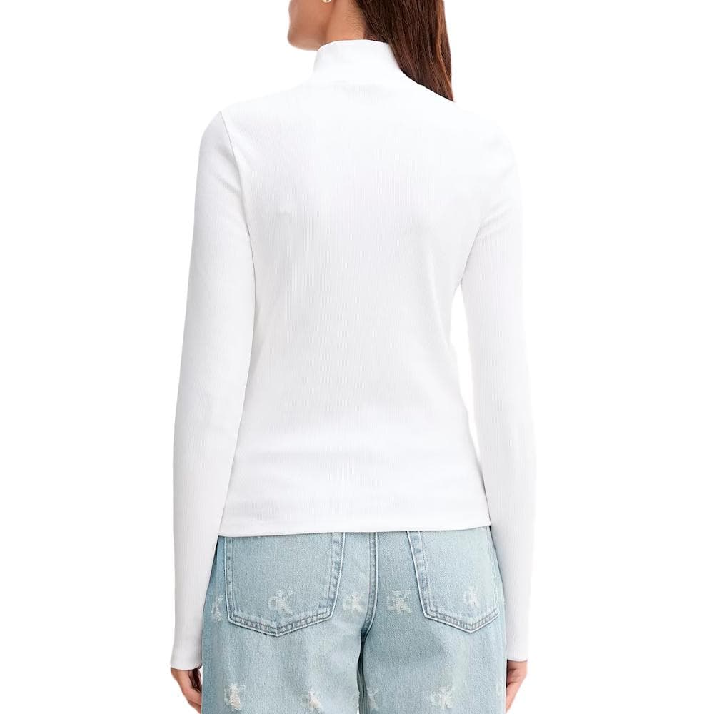 T-Shirt Col Roulé Blanc Femme Calvin Klein Jeans Label 2