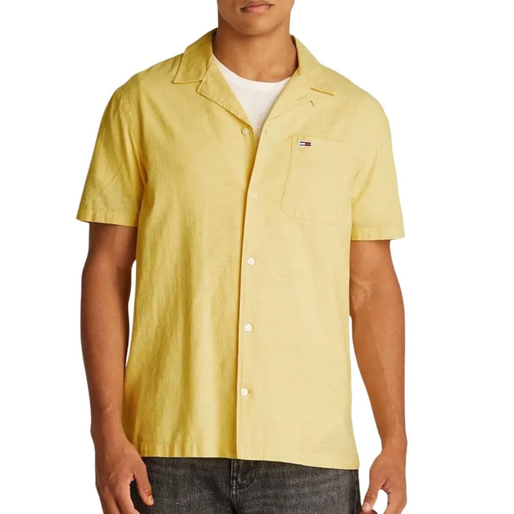 Chemisette Jaune Homme Tommy Hilfiger Linen Blend Camp-aruba 1