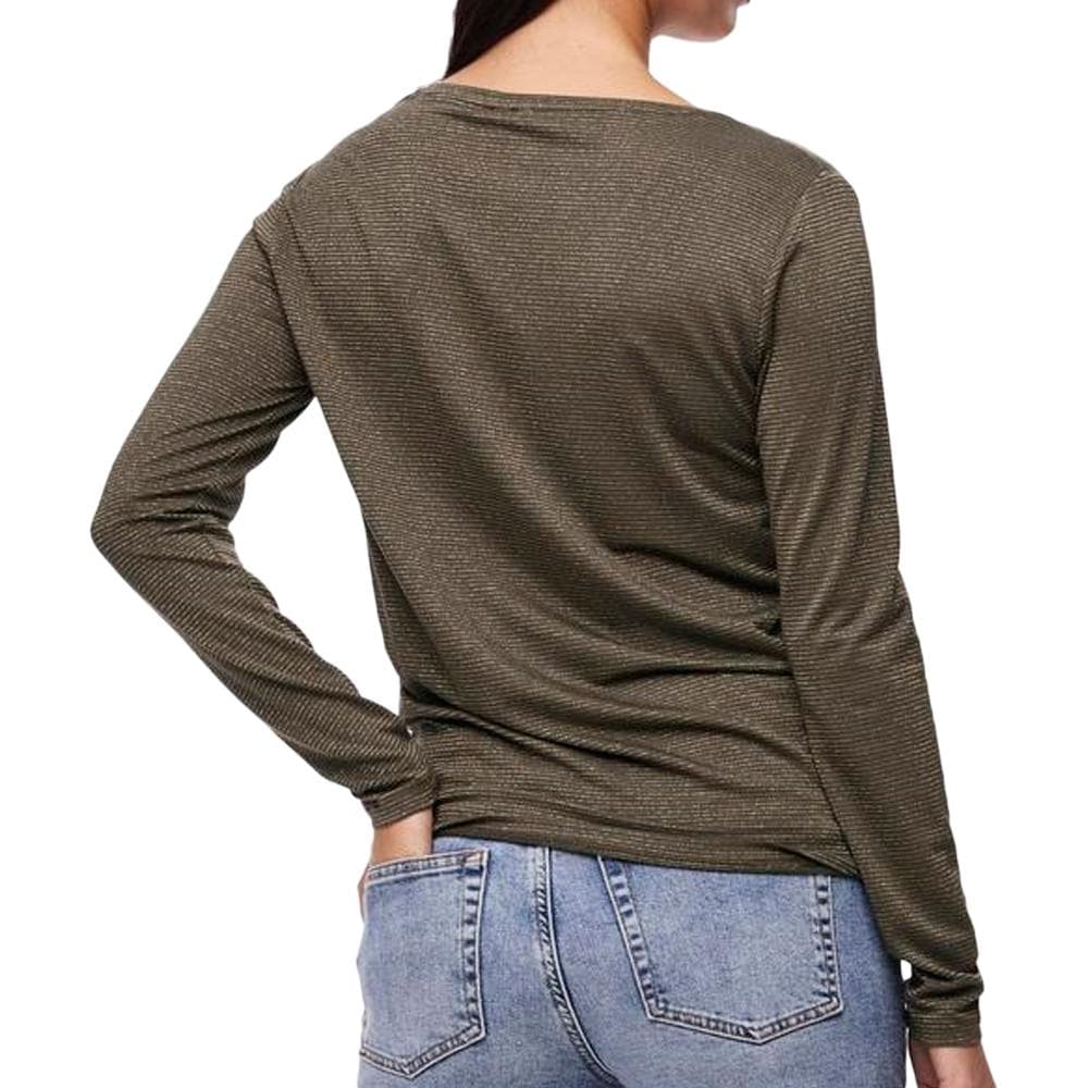 T-Shirt Manches Longues Kaki/Doré Femme Pieces Billo 2
