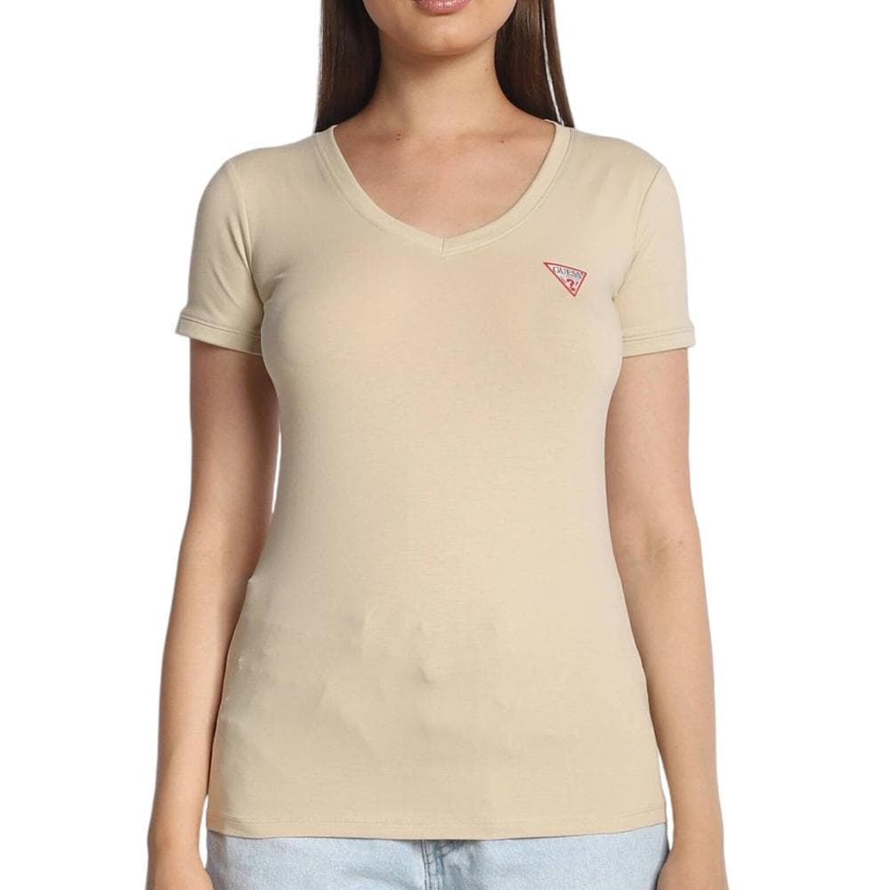 T-shirt Beige Femme Guess Mini Triangle 2