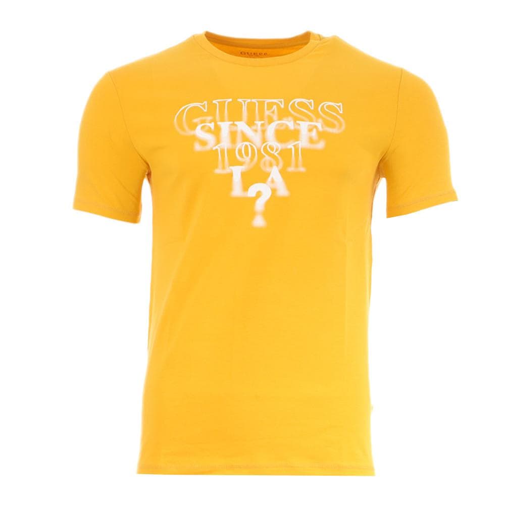 T-shirt Jaune Homme Guess Blurry 1