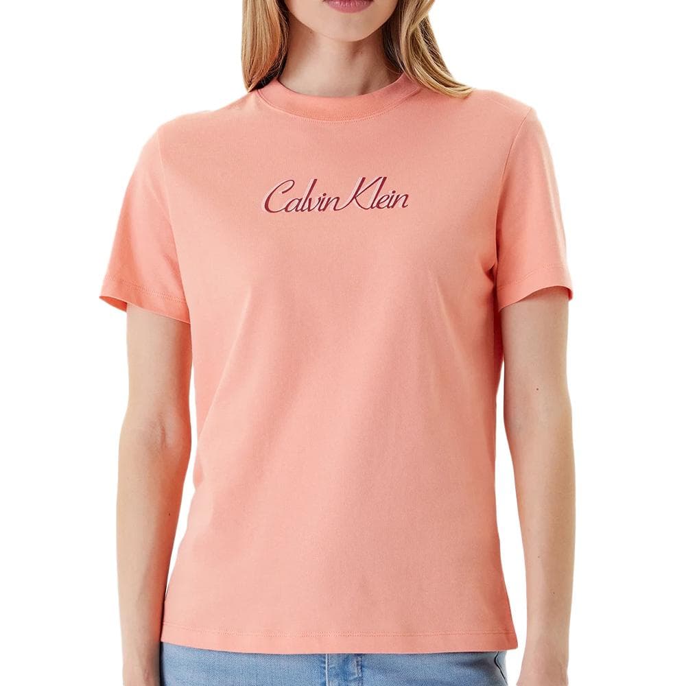 T-shirt Rose Femme Calvin Klein Jeans Ss 20s Classic Logo 1