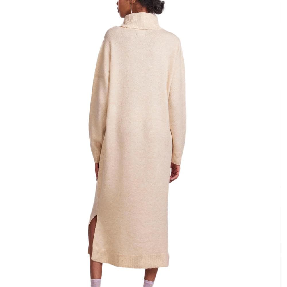Robe Pull Beige Femme Pieces Rollneck Knitt 2