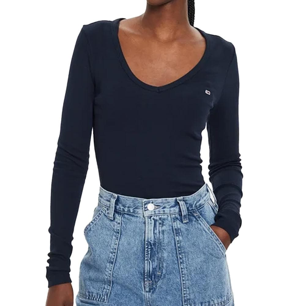 T-shirt Manches Longues Marine Femme Tommy Hilfiger Essential 1