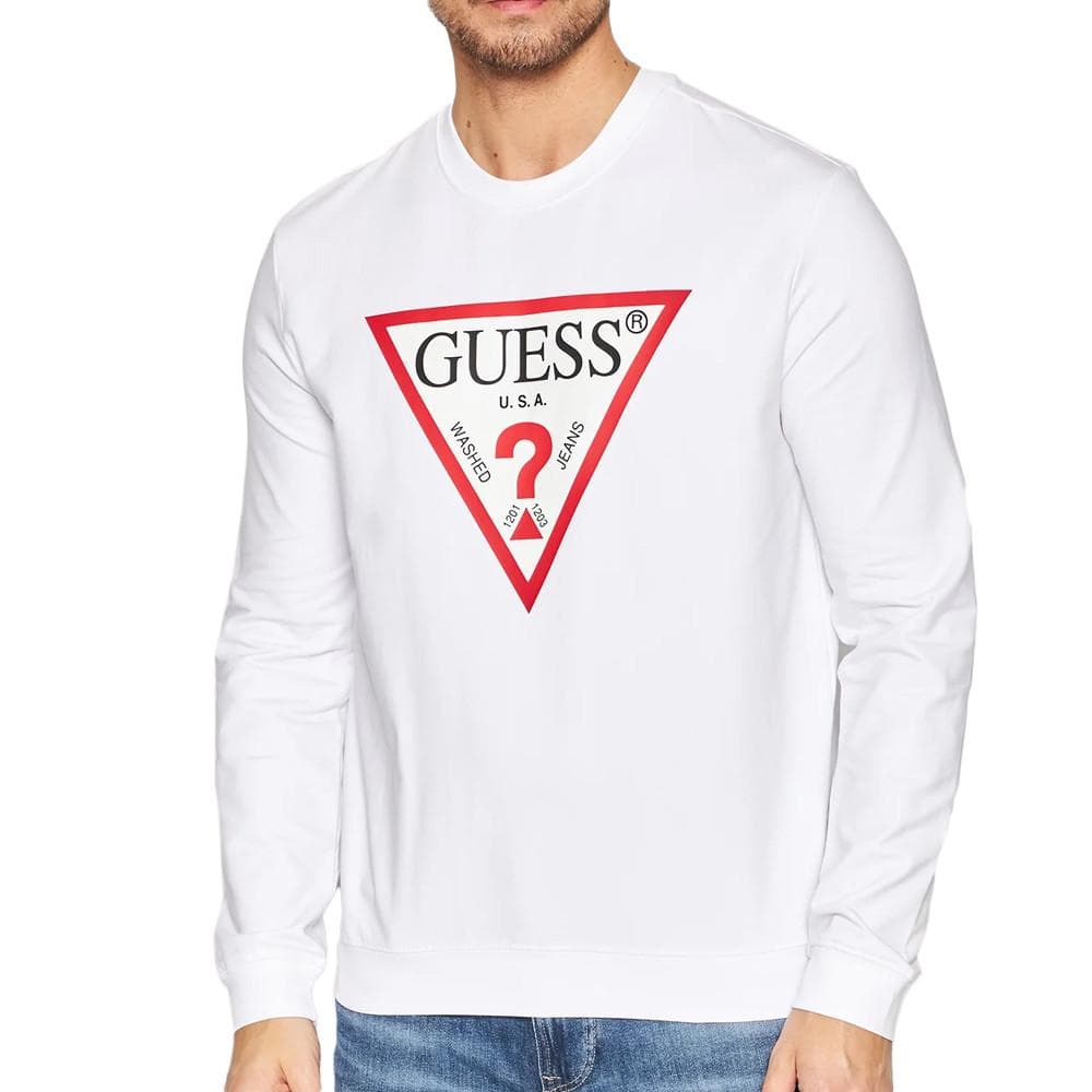 Sweat Blanc Homme Guess Triangle Logo 1