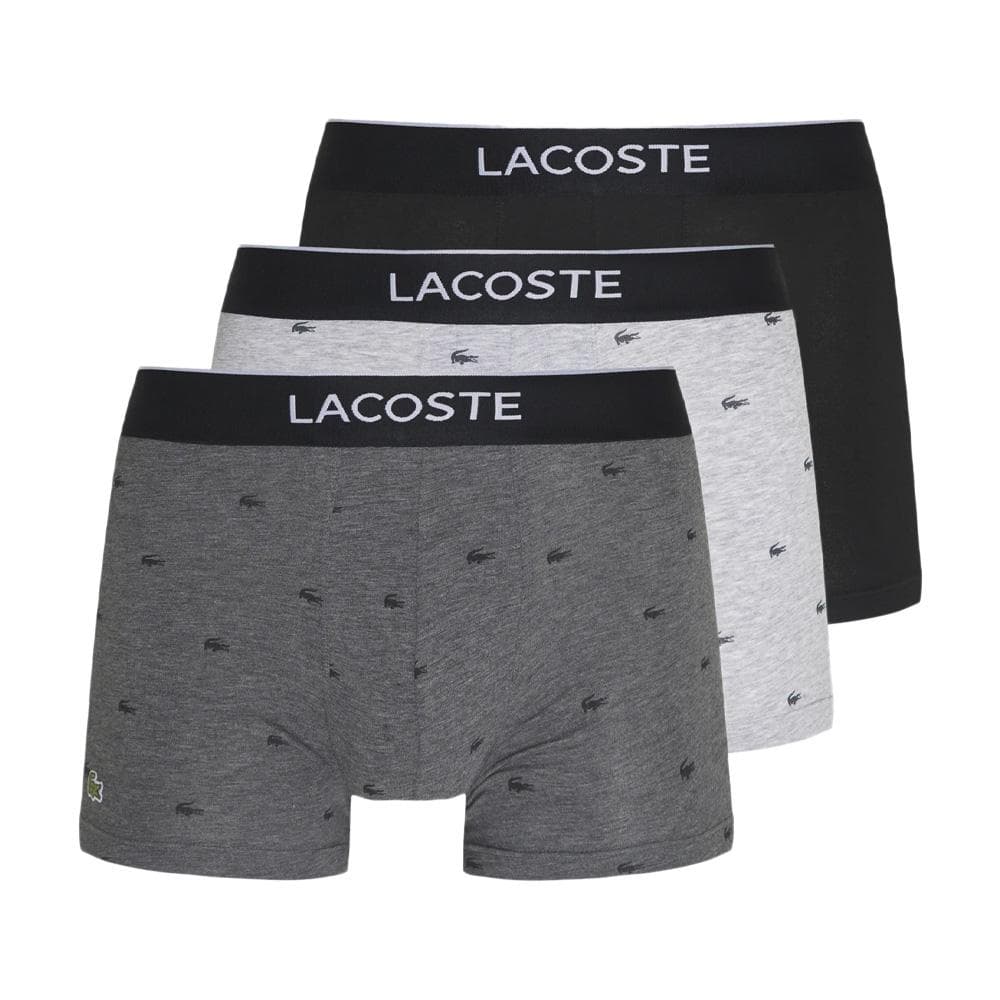 X3 Boxers Gris/Noir Homme Lacoste LOGO 5H3411 1