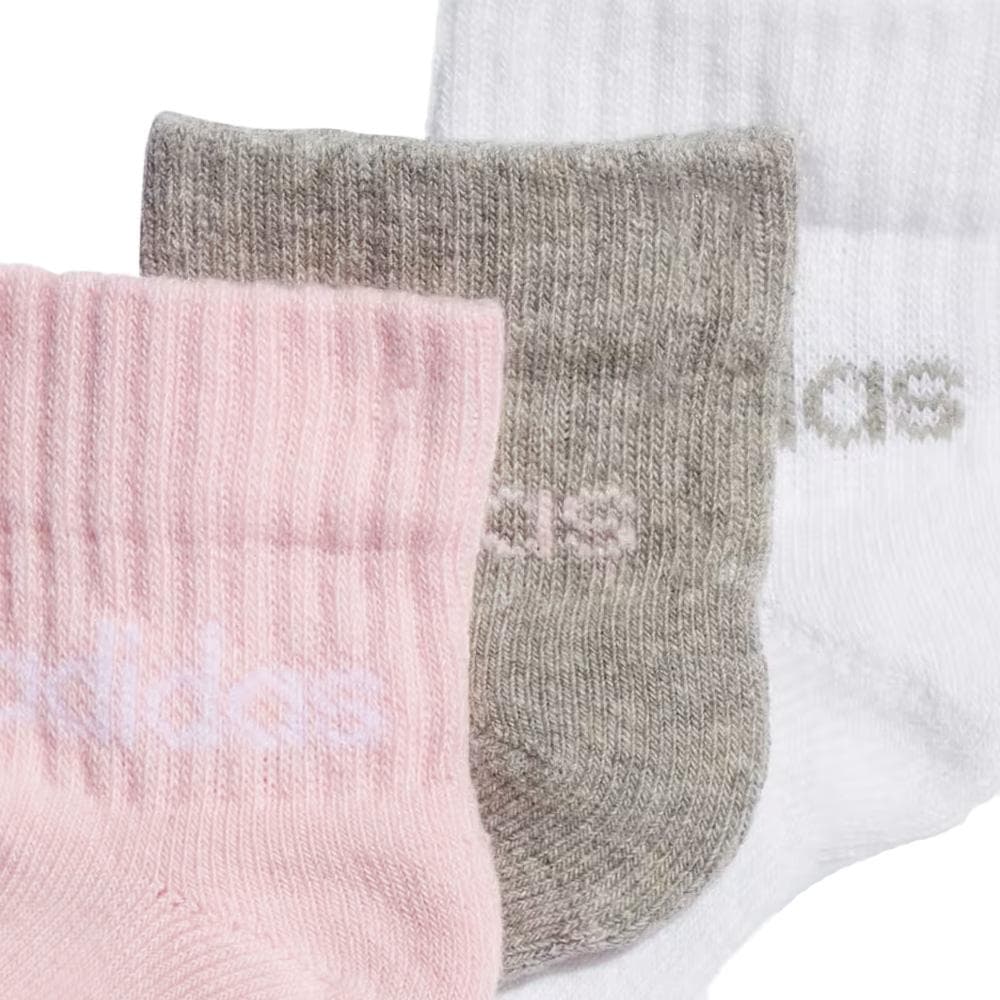 X3 Paires de Chaussettes Blanc/Rose/Gris Fille Adidas Kids 2