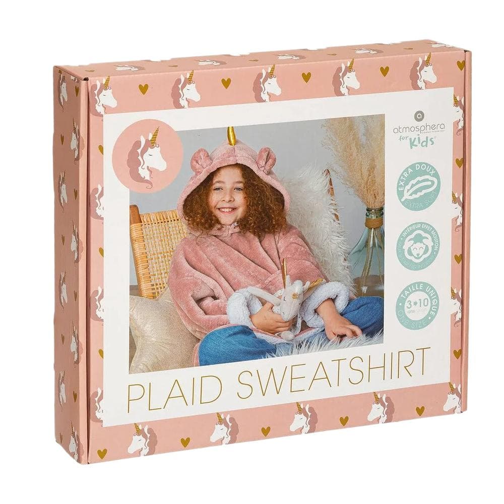 Sweat Plaid Rose Enfant Atmosphera Licorne 3-10 Ans 1