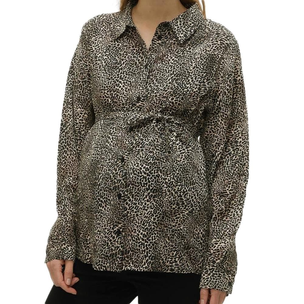 Chemise Noire/Beige Femme Mamalicious Cherry 1
