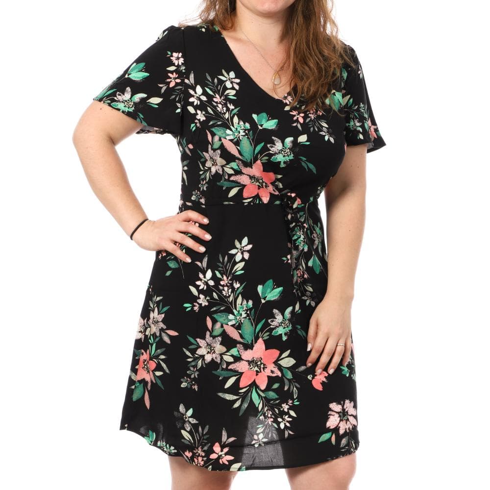 Robe Noir/Rose à Motifs Femme Vero Moda CURVE Easy B5T 1