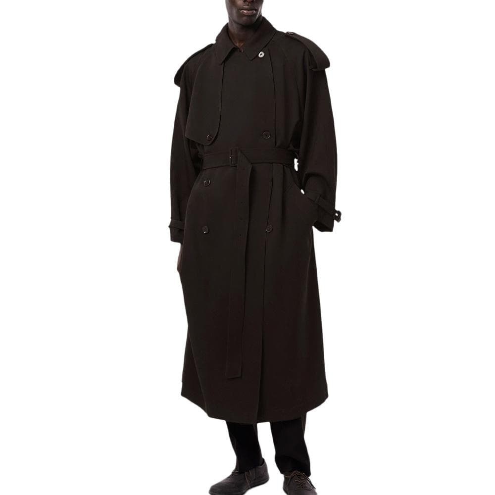 Trench-coat long Marron unisexe Lacoste Runway Wooll 1