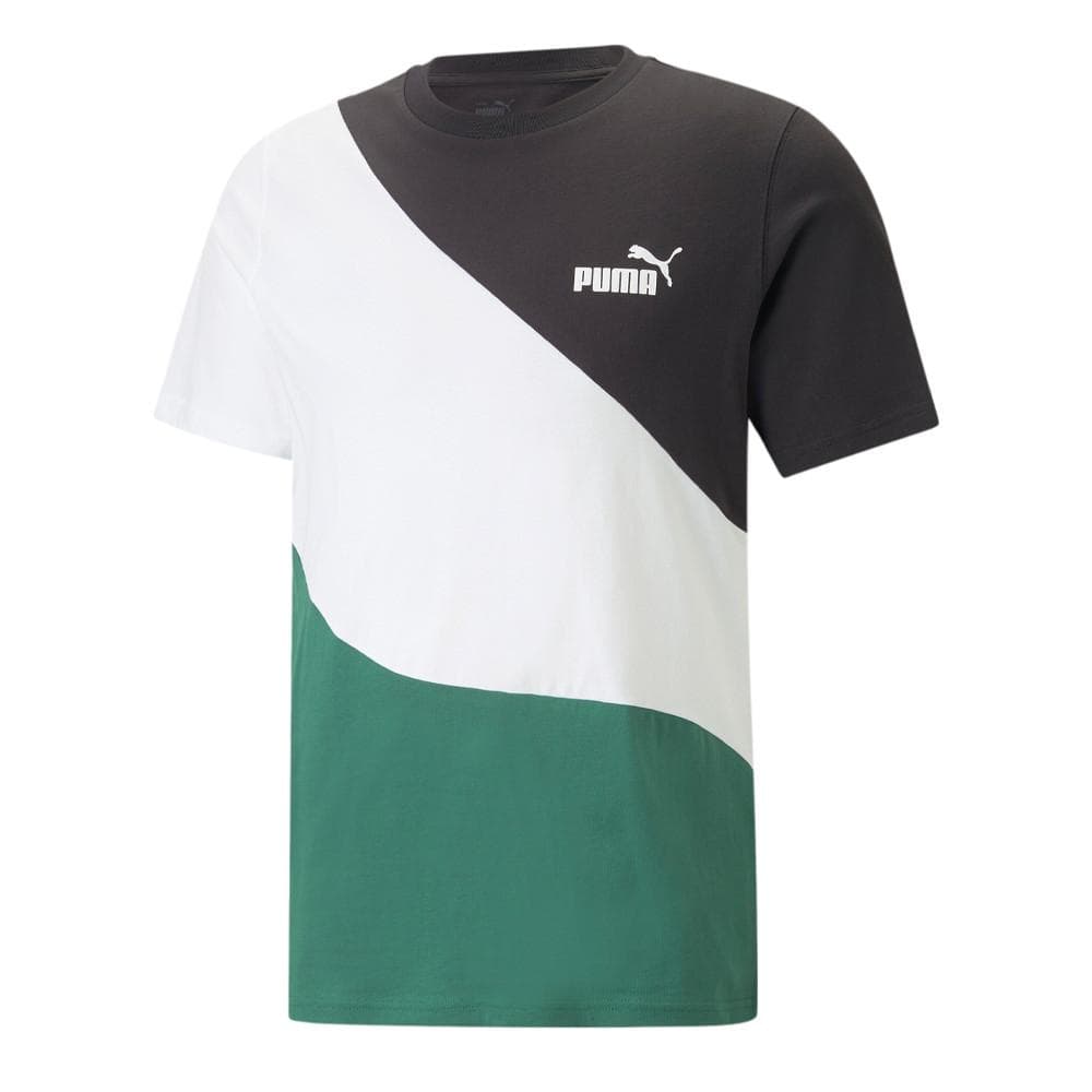 T-shirt Blanc/Noir/Vert Homme Puma Power Cat 1