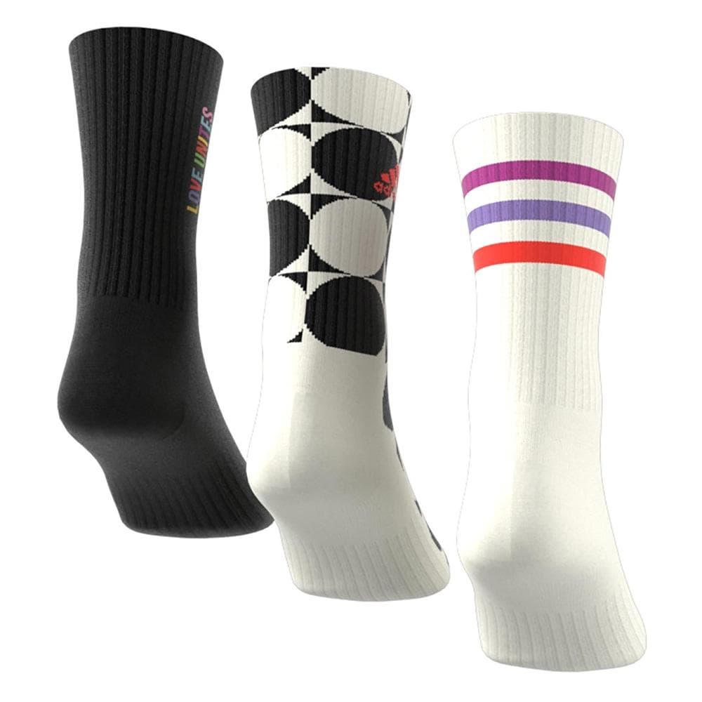 X3 Paires de Chaussettes Blanc/Noir Homme Adidas Pride 2