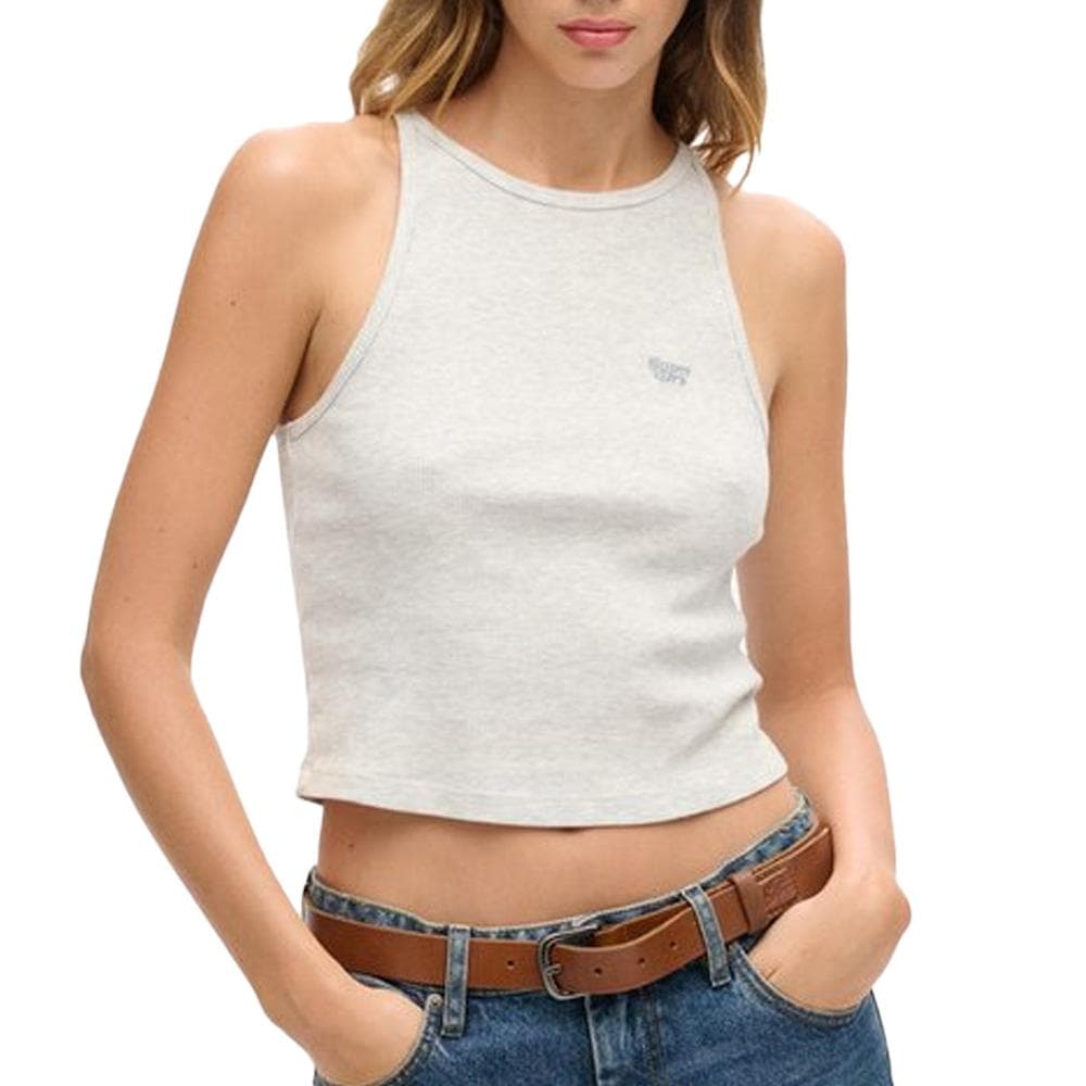 Débardeur Beige Femme Superdry Essential Logo Racer 1