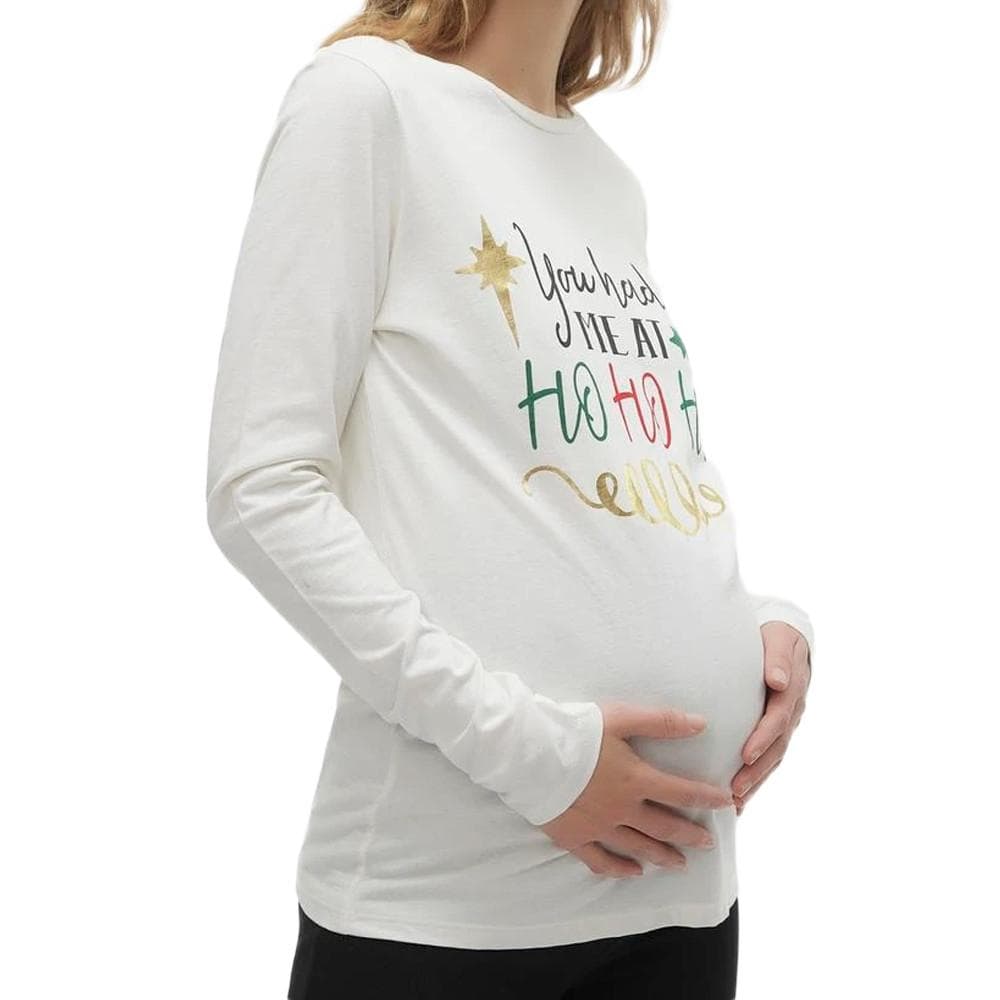 T-shirt Manches Longues Beige Femme Mamalicious Hoho 1