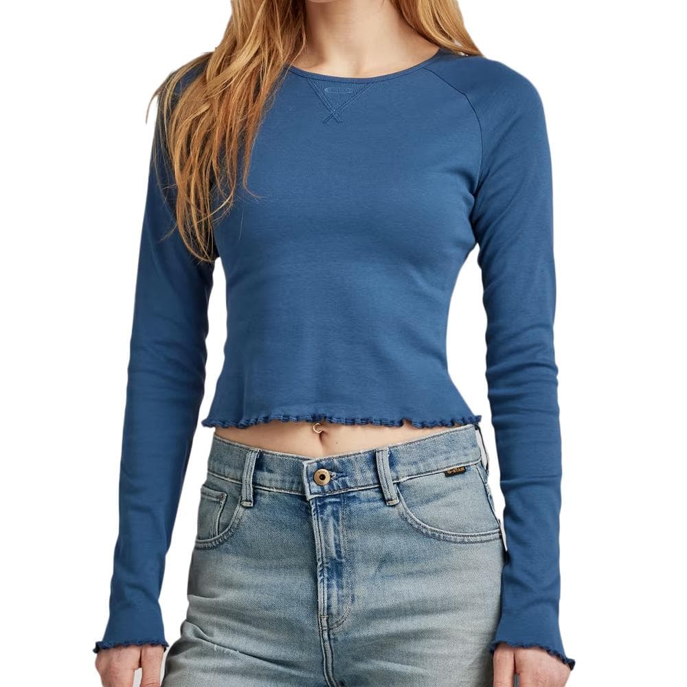 T-shirt Manches longues Bleu Femme G-Star Cropped Baby Sis Raglan 1