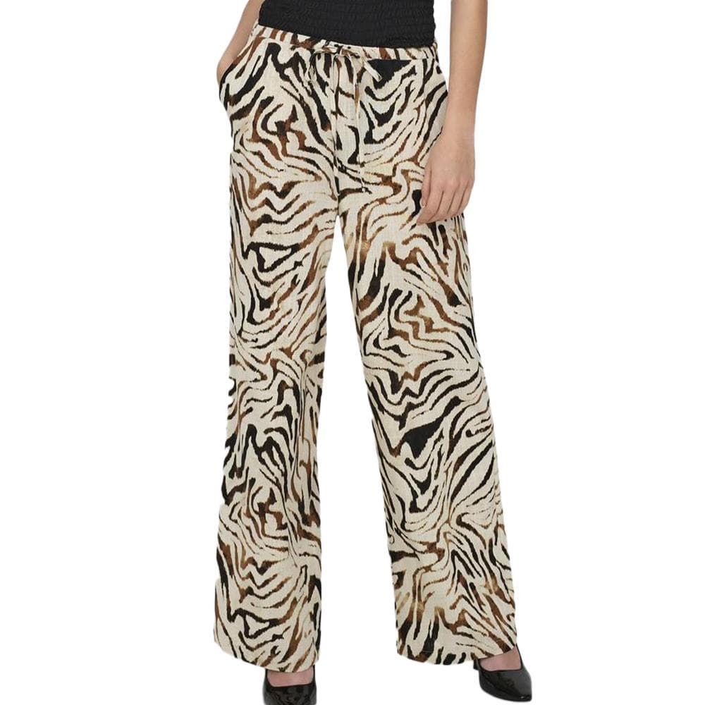 Pantalon fluide Beige/Noir Femme JDY Naja 1
