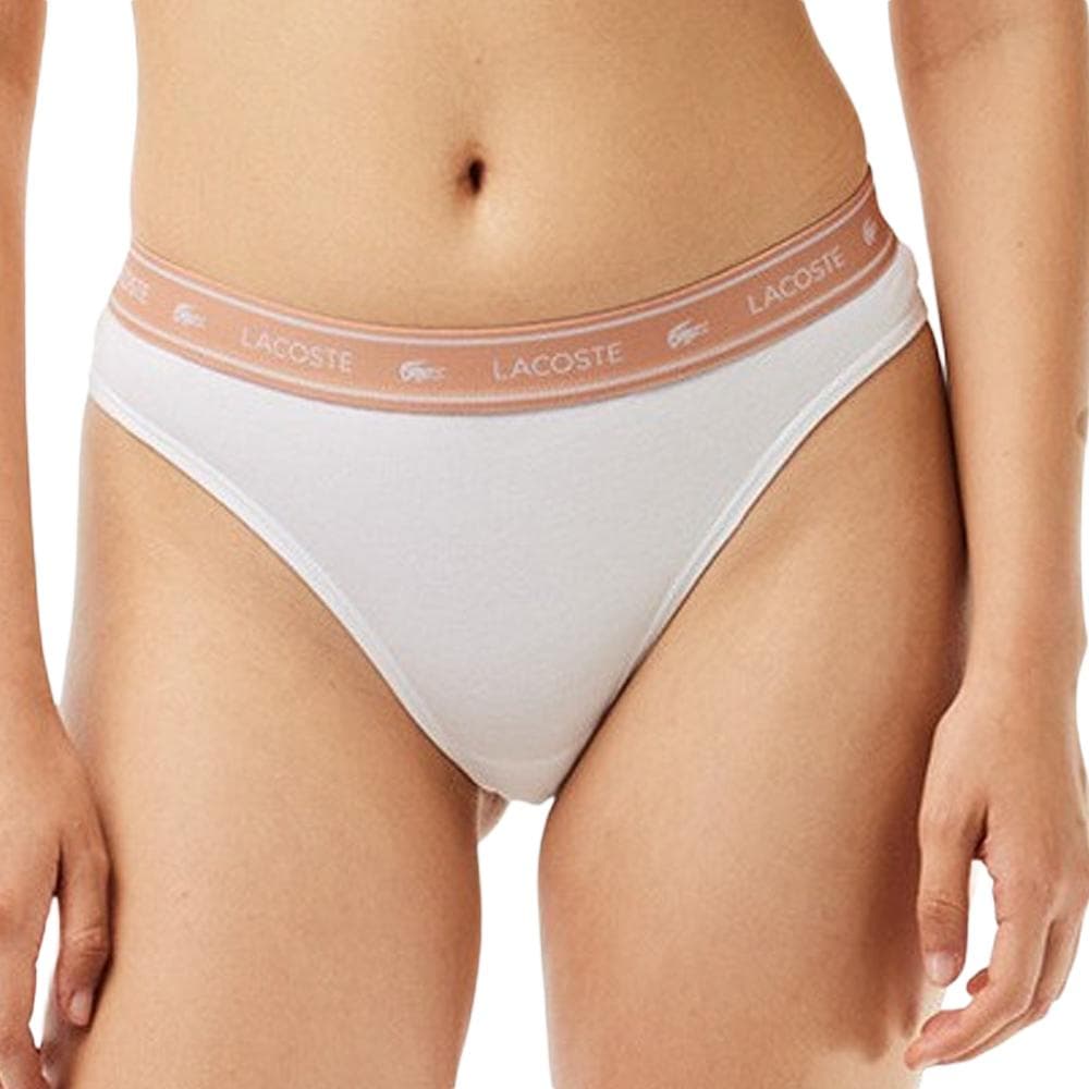 Tanga Blanc/Rose Femme Lacoste More 2