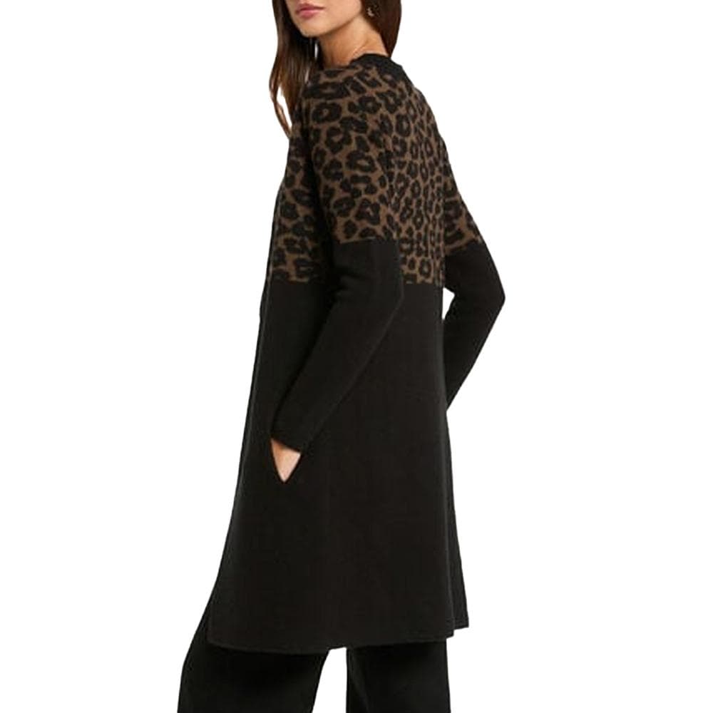 Gilet Noir/Marron Femme Morgan jacquard léopard 2