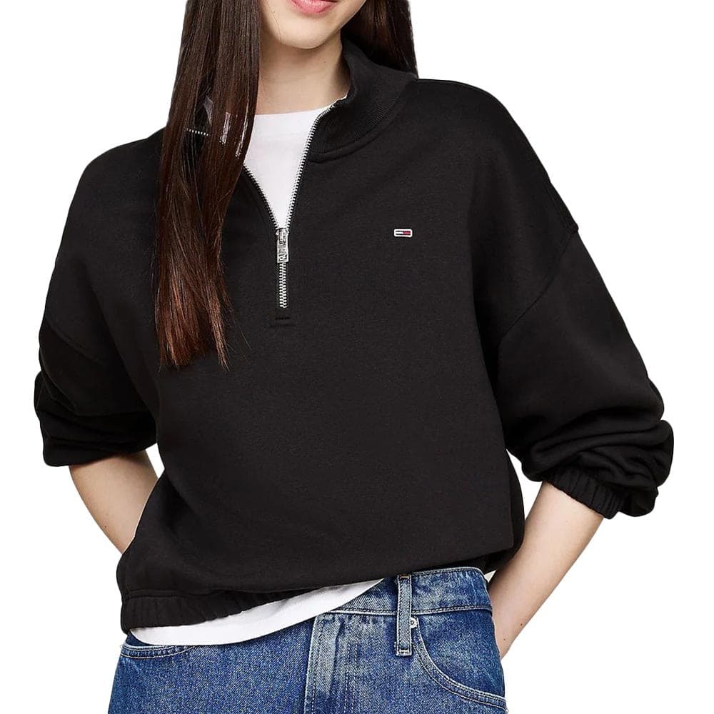 Sweat 1/4 Zip Noir Femme Tommy Hilfiger DW0DW18775 1