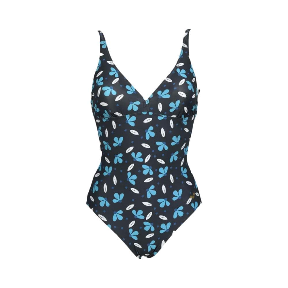 Maillot de bain 1 pièce Noir/Bleu Femme Arena Allover 1