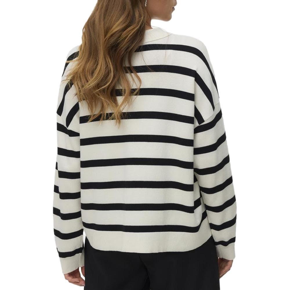Pull Rayé Écru/Noir Femme Vero Moda Silla 2