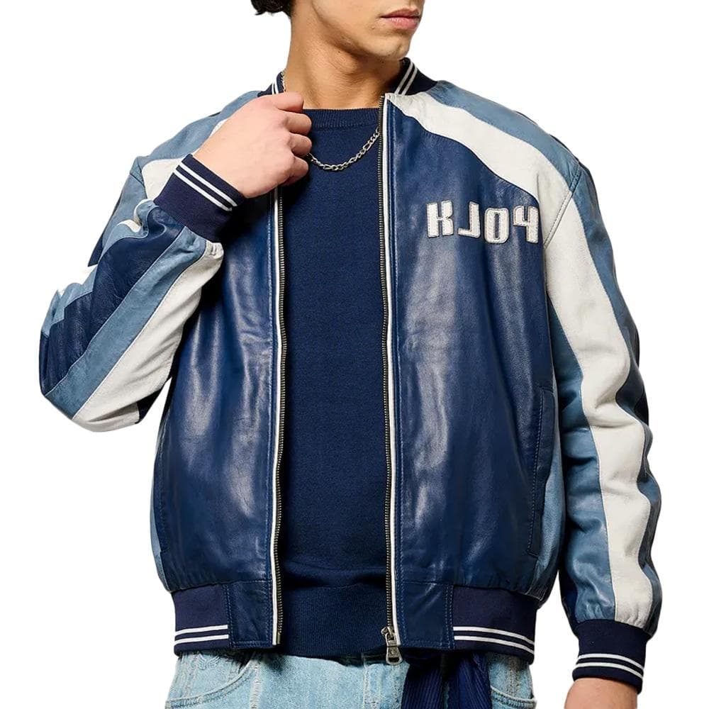 Veste en Cuir Bleu Homme Kaporal Last 1