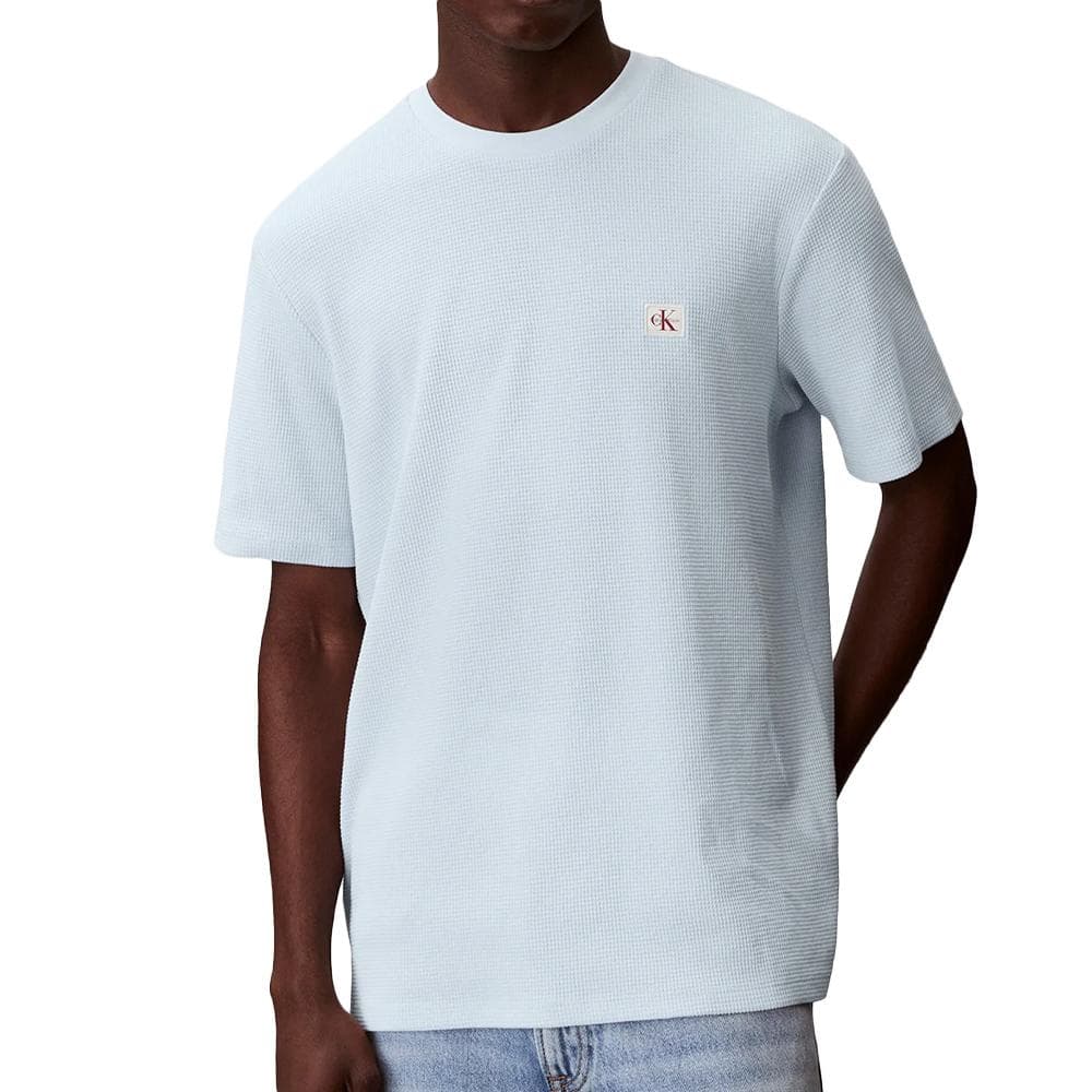 T-Shirt Bleu Pastel Homme Calvin Klein Jeans Waffle Badge 1