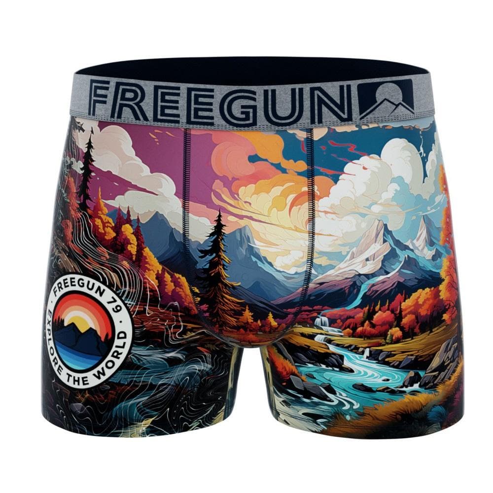 Boxer Noir/Bleu Garçon Freegun Montagne et forêt 1