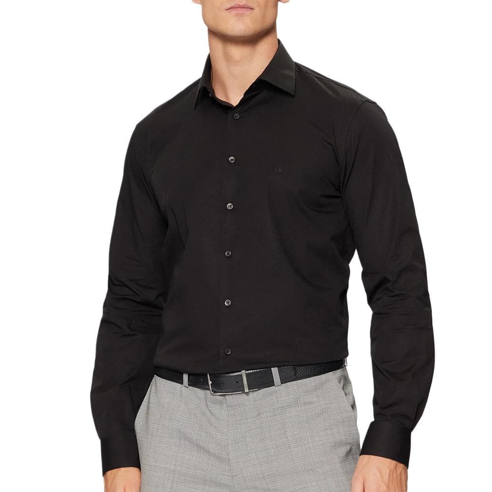 Chemise Noir Homme Calvin Klein Jeans Poplin Stretch Regul 1