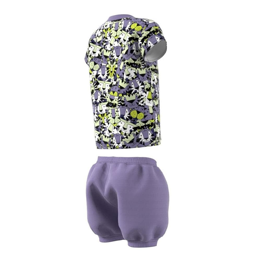 Ensemble Noir/Violet Fille Adidas Frottee 2