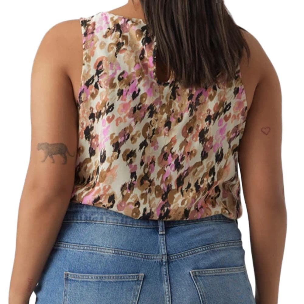 Débardeur Imprimé Beige/Rose Femme Vero Moda CURVE Tigers Eye 2