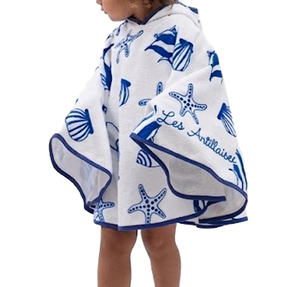 Poncho Blanc/Bleu Enfant Les Antillaises Mer 1