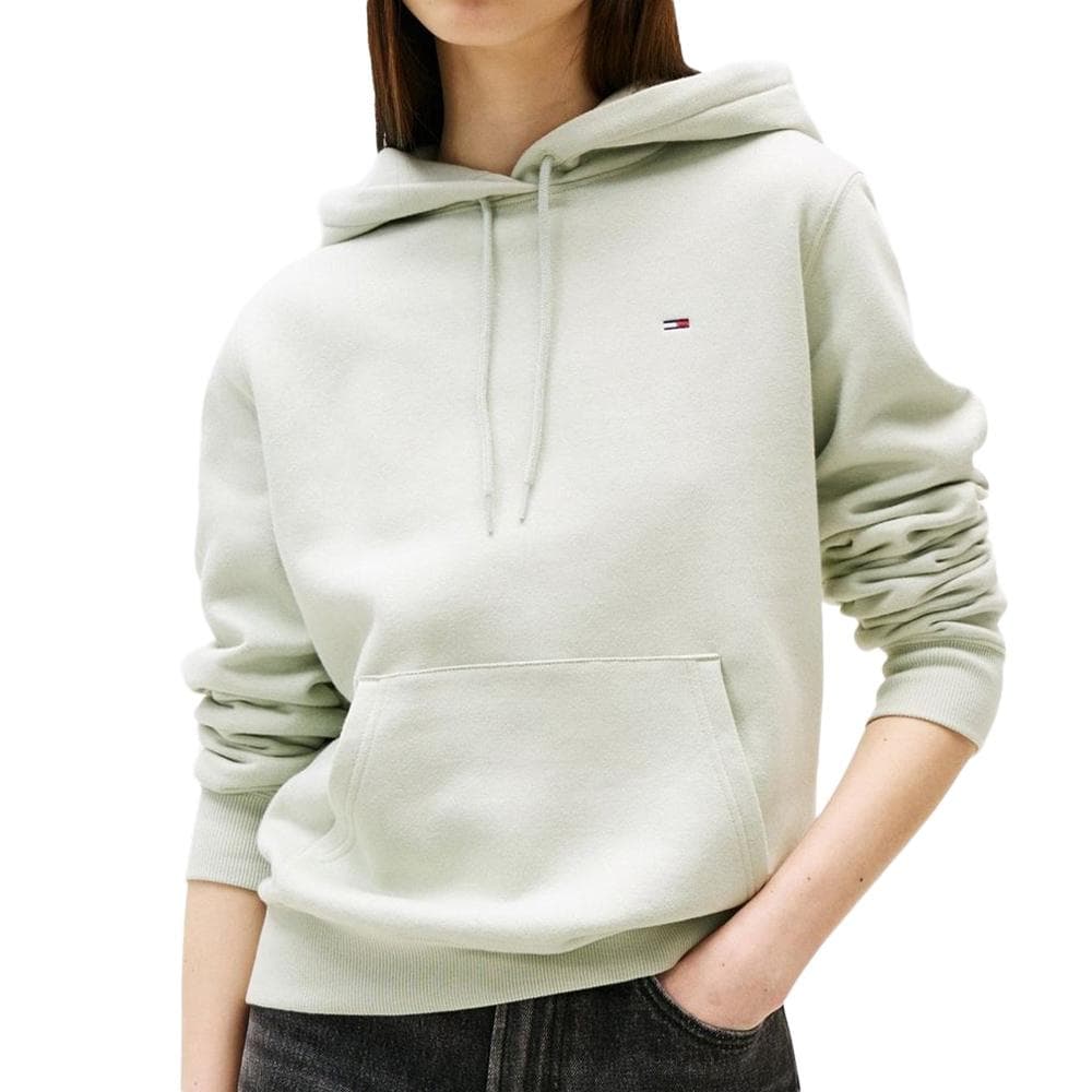 Sweat à Capuche Vert Clair Femme Tommy Hilfiger Flag 1