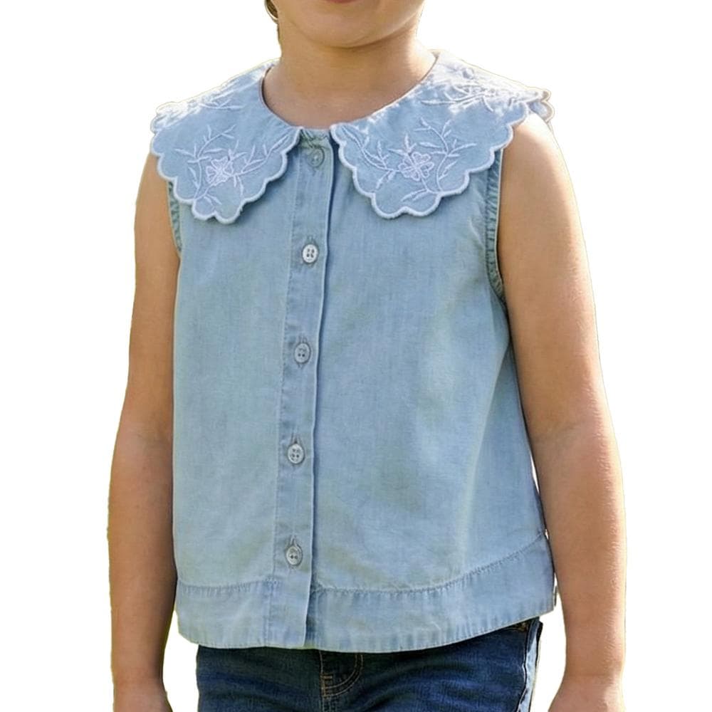 Blouse Bleu Fille Only Embroidery 1