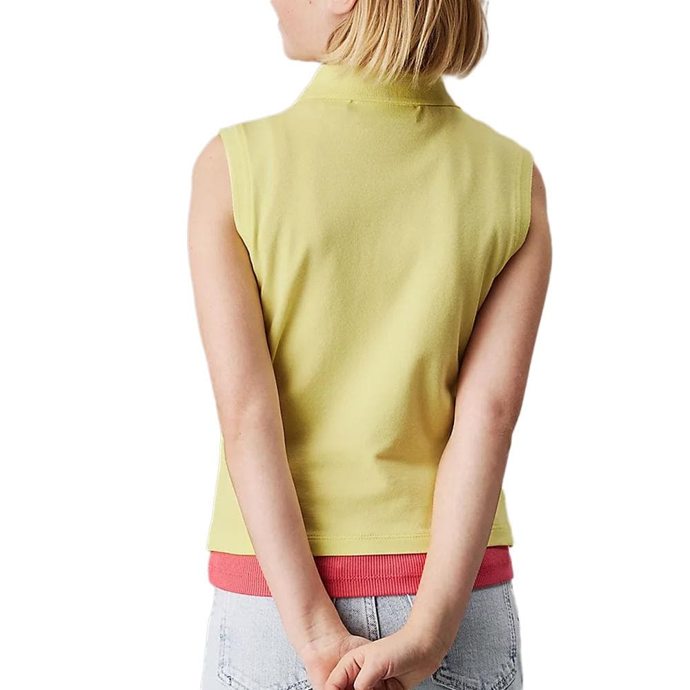Polo Jaune Fille Calvin Klein Jeans Sleeve 3