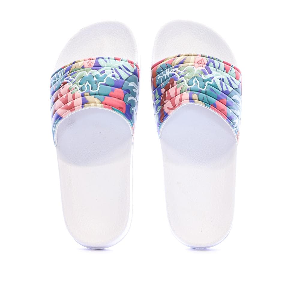 Claquettes Blanches à Fleurs Femme Kappa Logo Noles 5 3