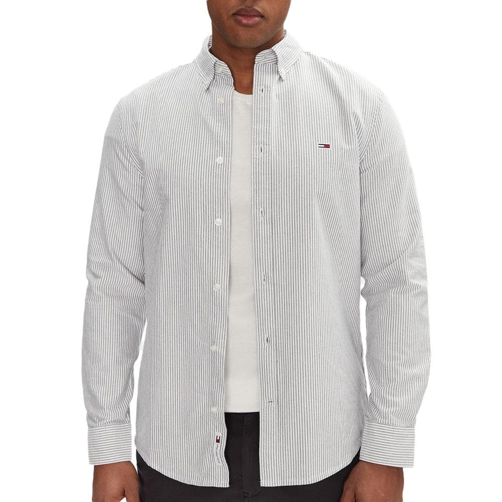 Chemise Rayures Blanc/Grise Homme Tommy Hilfiger Stripe Oxfo 1